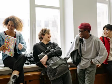 teenage students hanging out